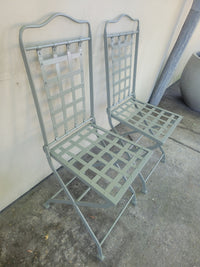 PAIR of Gray Metal Bistro Side Chairs Attrib. to Herve Baume