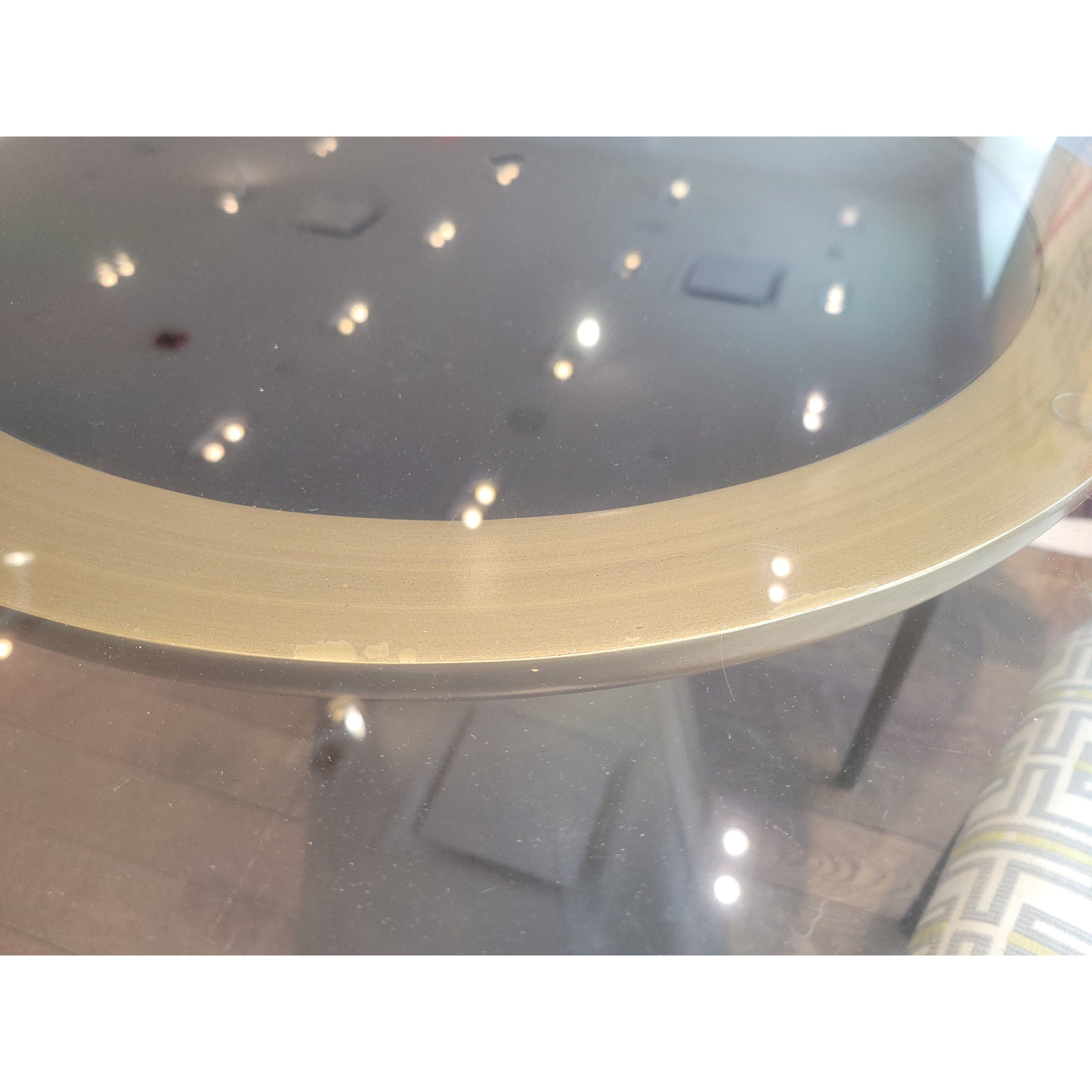 'Addie' Pewter Pedestal Dining Table w/ 5-ft Round Glass Top by MG&BW - colletteconsignment.com