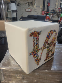 'Love Is Not a Toy' Faux Leather Cube Pouf by Creativando
