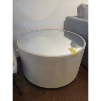 Shagreen Coffee Table w/ Mirror Glass Top Attrib. to Made Goods - colletteconsignment.com