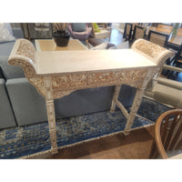 Vintage Chinese 2-Drawer Carved Bone Inlay Alter Table