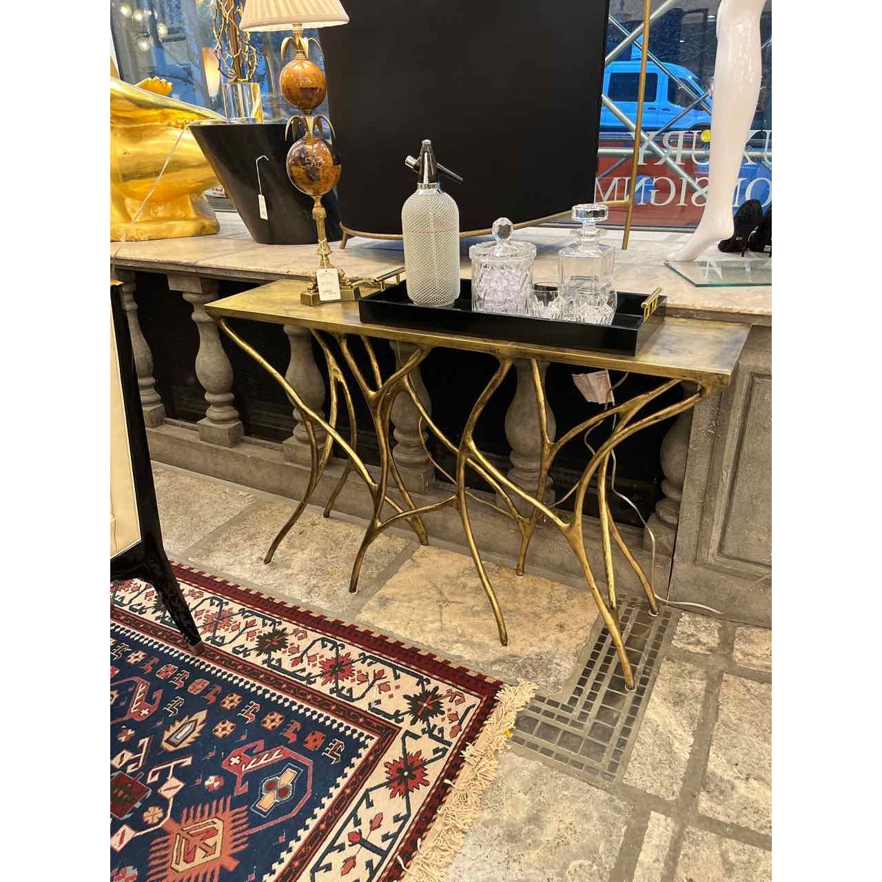 Made Goods Aldrich Console Table in Antiqued Gold Leaf