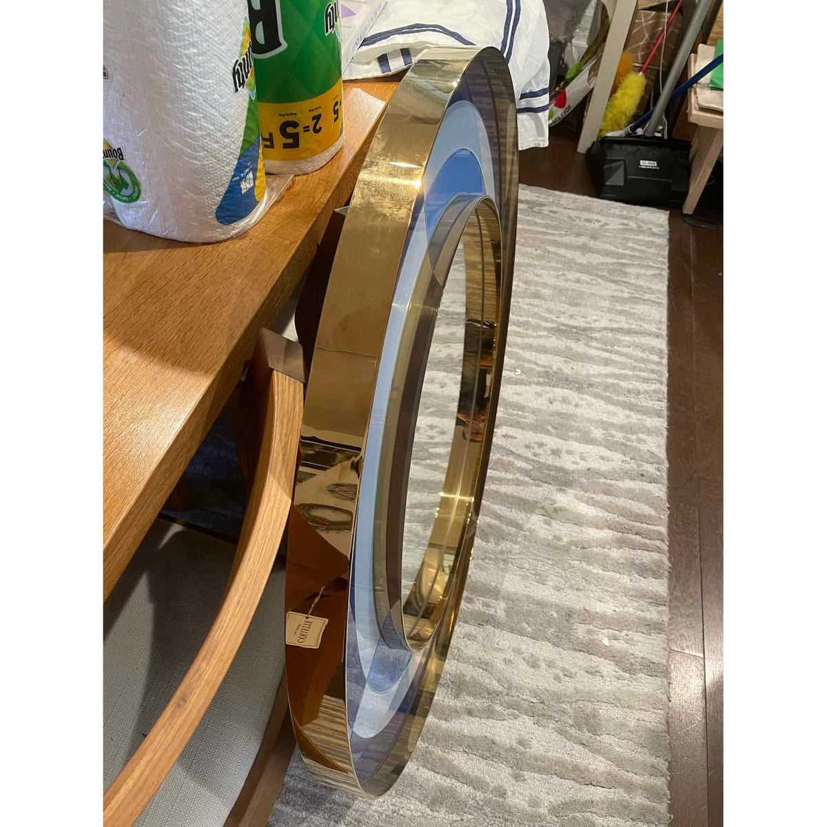Harlequin Round Blue & Gold Mirror by Jonathan Adler