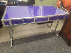 Violet Poly & Chrome 2-Drawer Desk w/o Keys (AS IS)