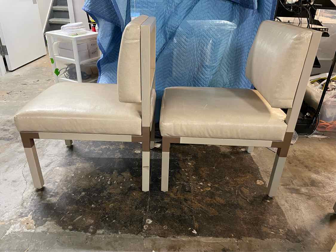 SET of 10 Leather & Brass Dining Chairs by Antoine Proulx for Dennis Miller
