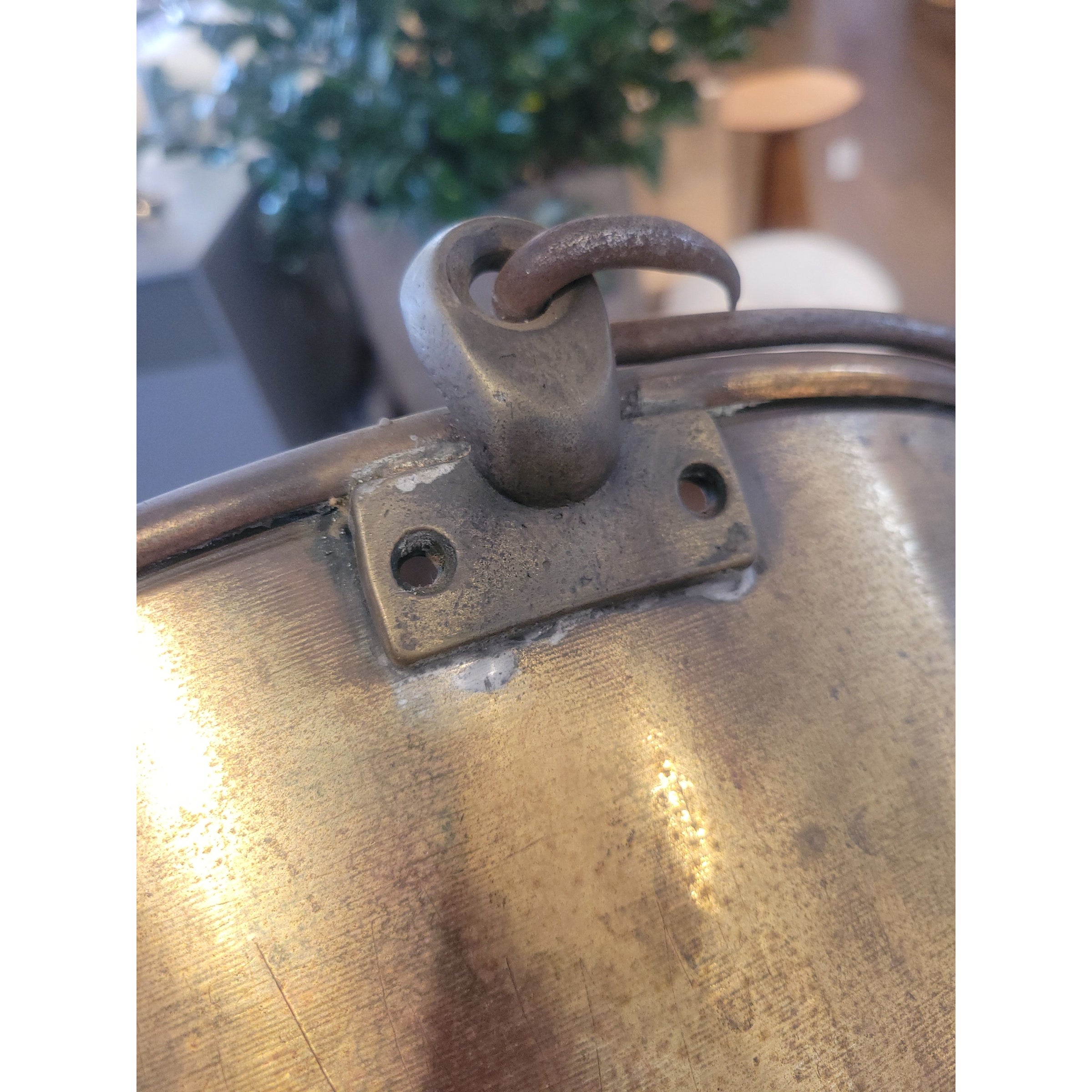 19th C. Brass Bucket w/ Tail Handles by H.W. Hayden - AS IS