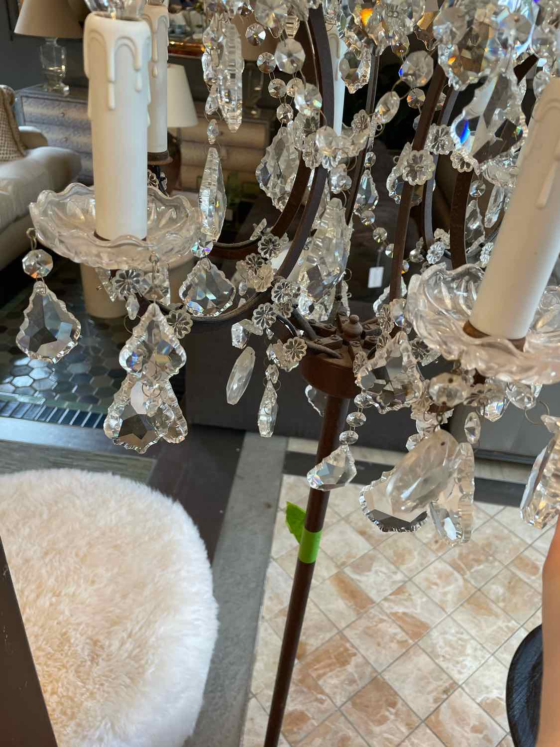 Roccoco Style Crystal & Iron Floor Lamp Attrib. to RH (AS IS)
