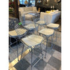 PAIR of Chrome Bertoia Counter Stools w/ Beige Leather Cushions by Knoll