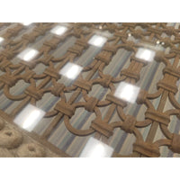 Vintage Indian Window Grate Metal & Wood Coffee Table w/ Glass Top (AS IS)