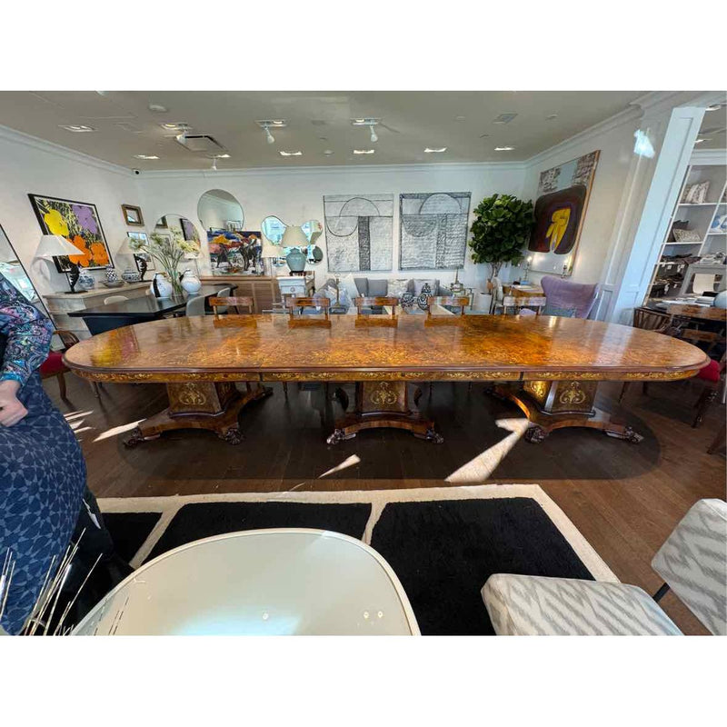 Custom Made Italian Wood Dining Table w/ Inlay
