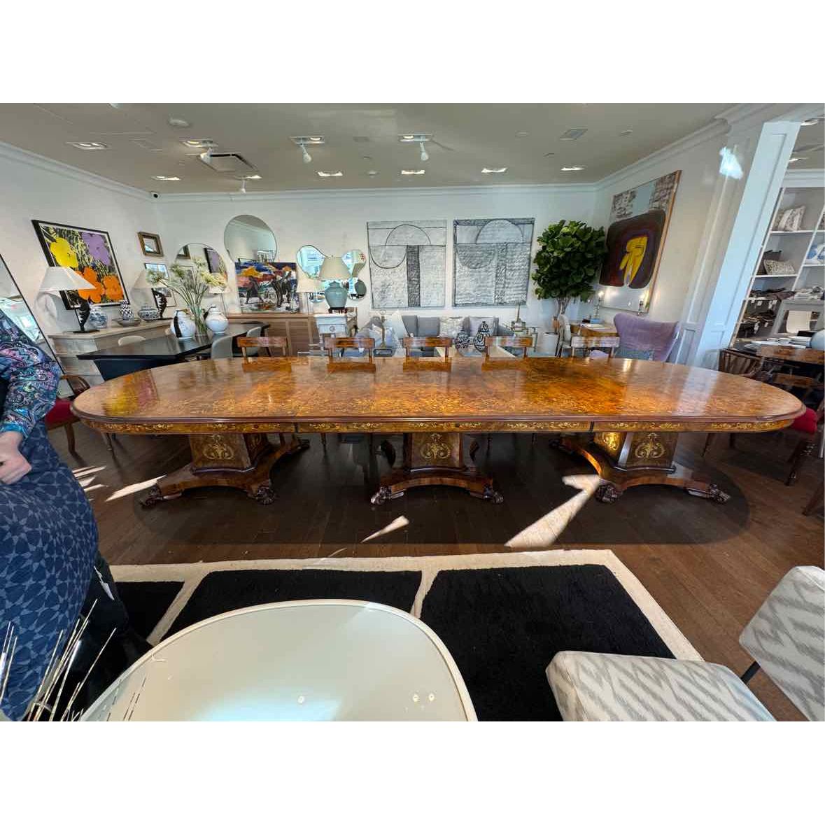 Custom Made Italian Wood Dining Table w/ Inlay