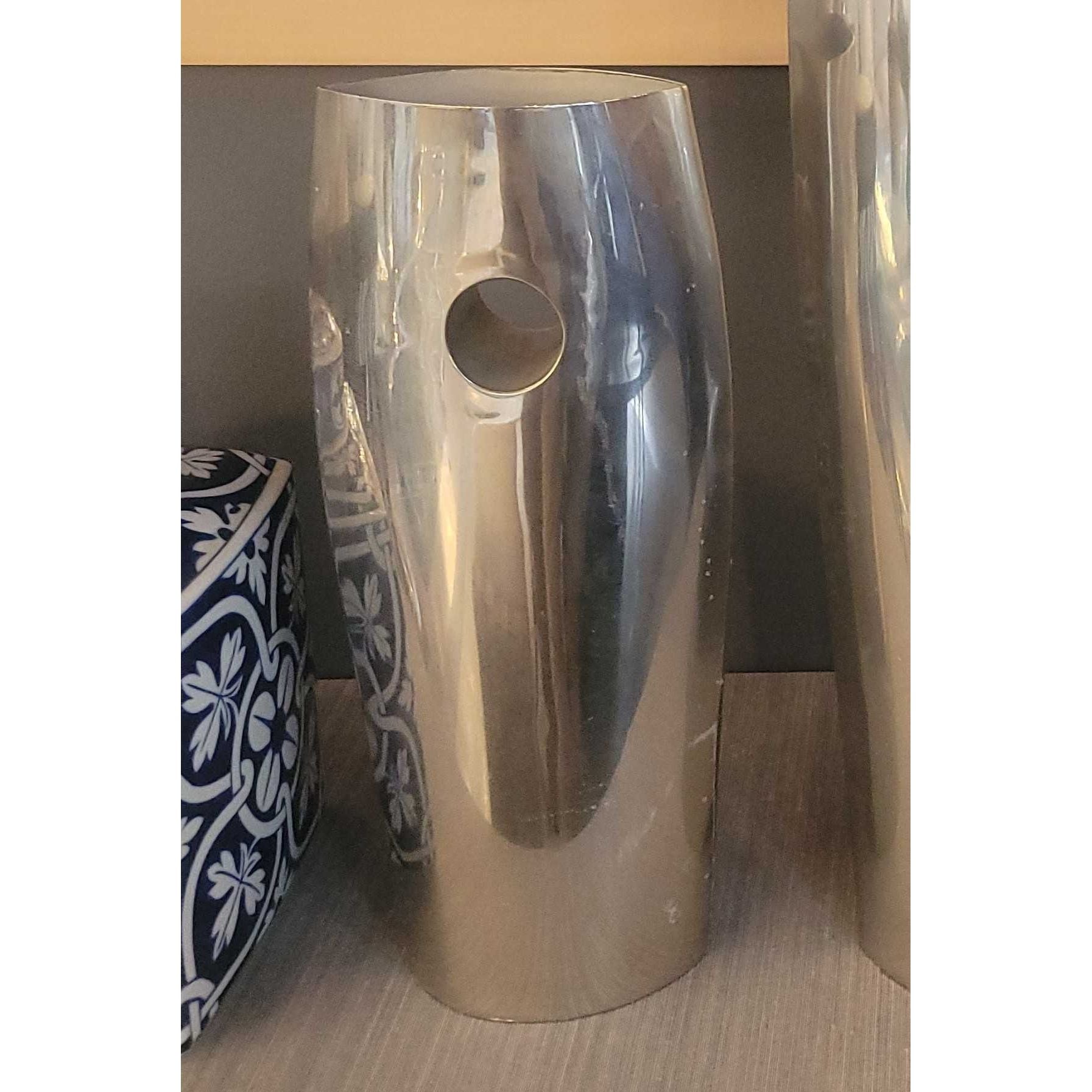 Vintage Small Metal Hole Cutout Vase