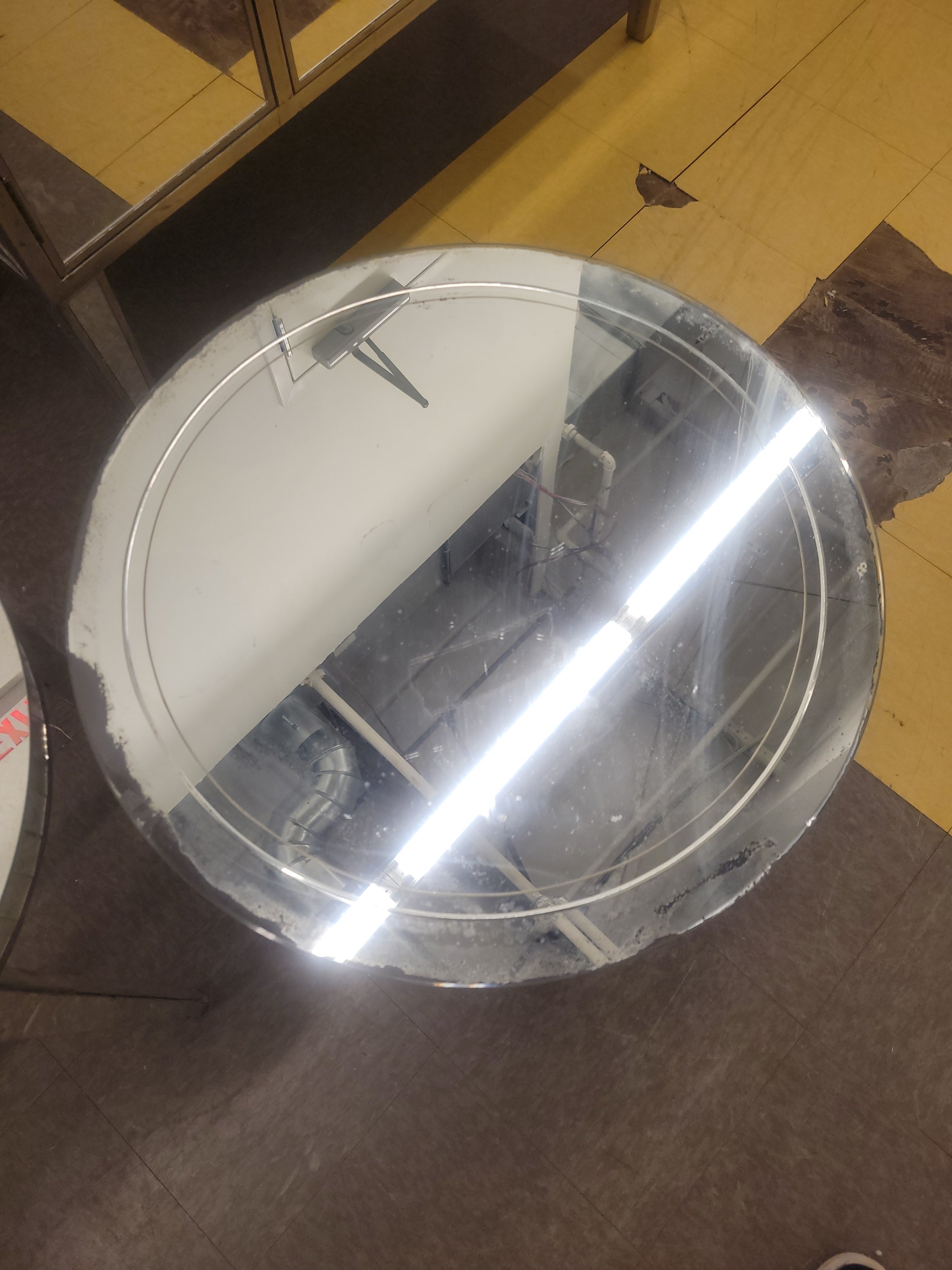 PAIR of Vintage Mirrored Glass Side Tables (AS IS)