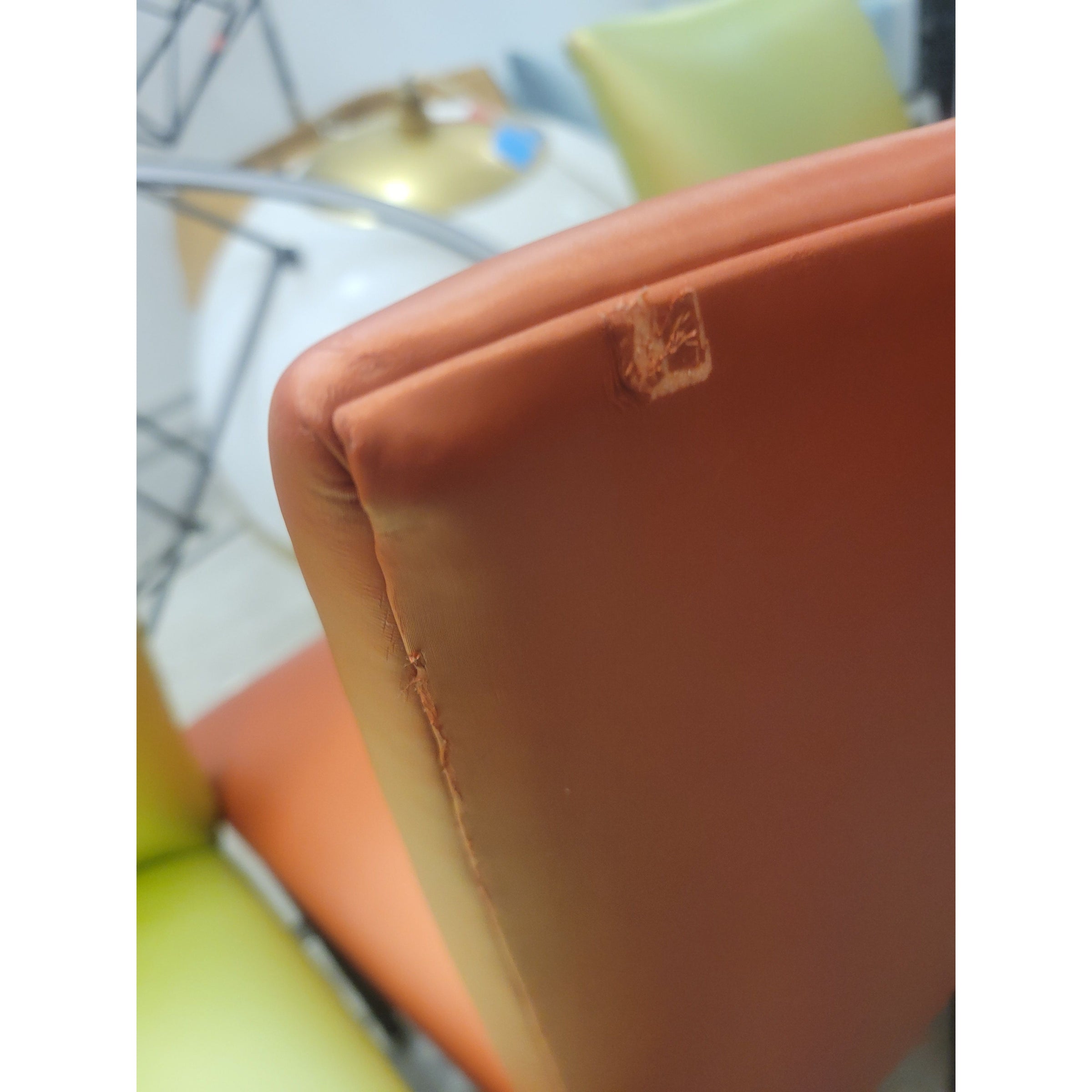 SET of 3 Orange Vinyl Side Chairs - AS IS - colletteconsignment.com