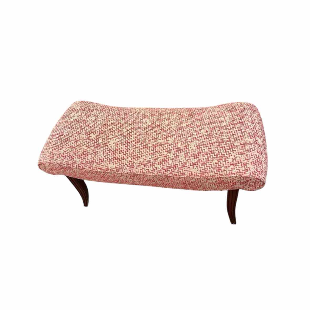 Upholstered Red & White Bench