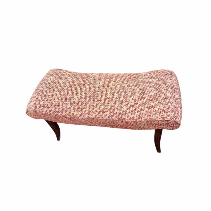 Upholstered Red & White Bench