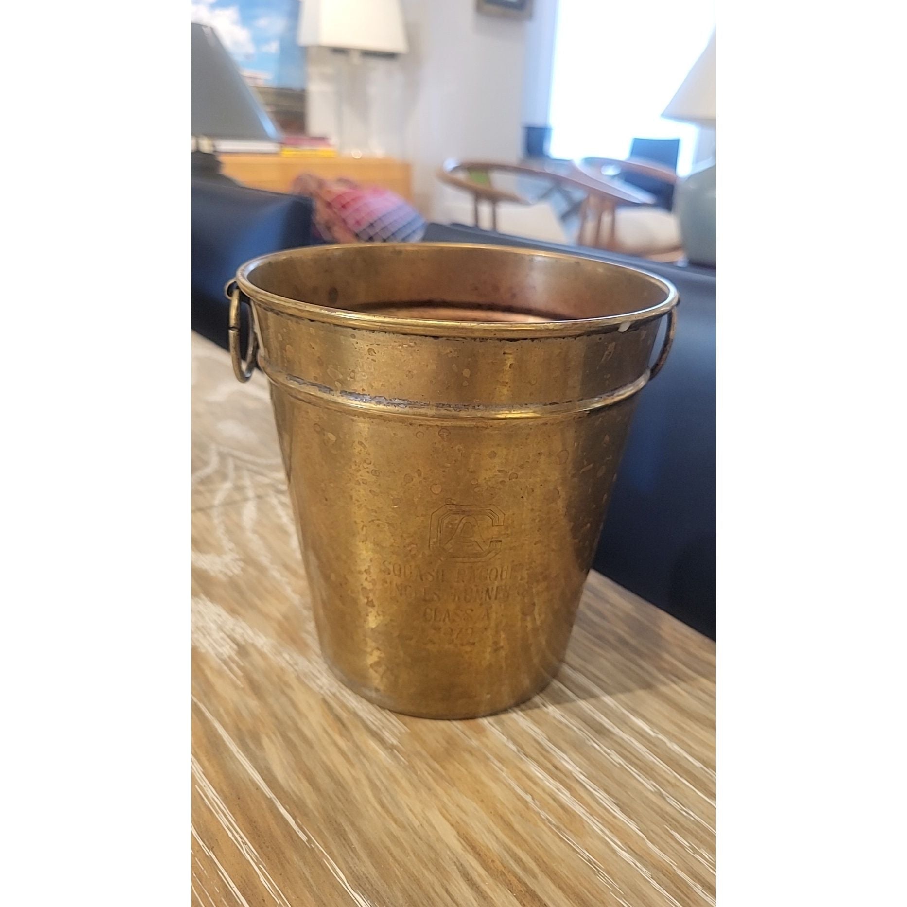 Vintage Brass Ice Bucket w/ Ring Handles