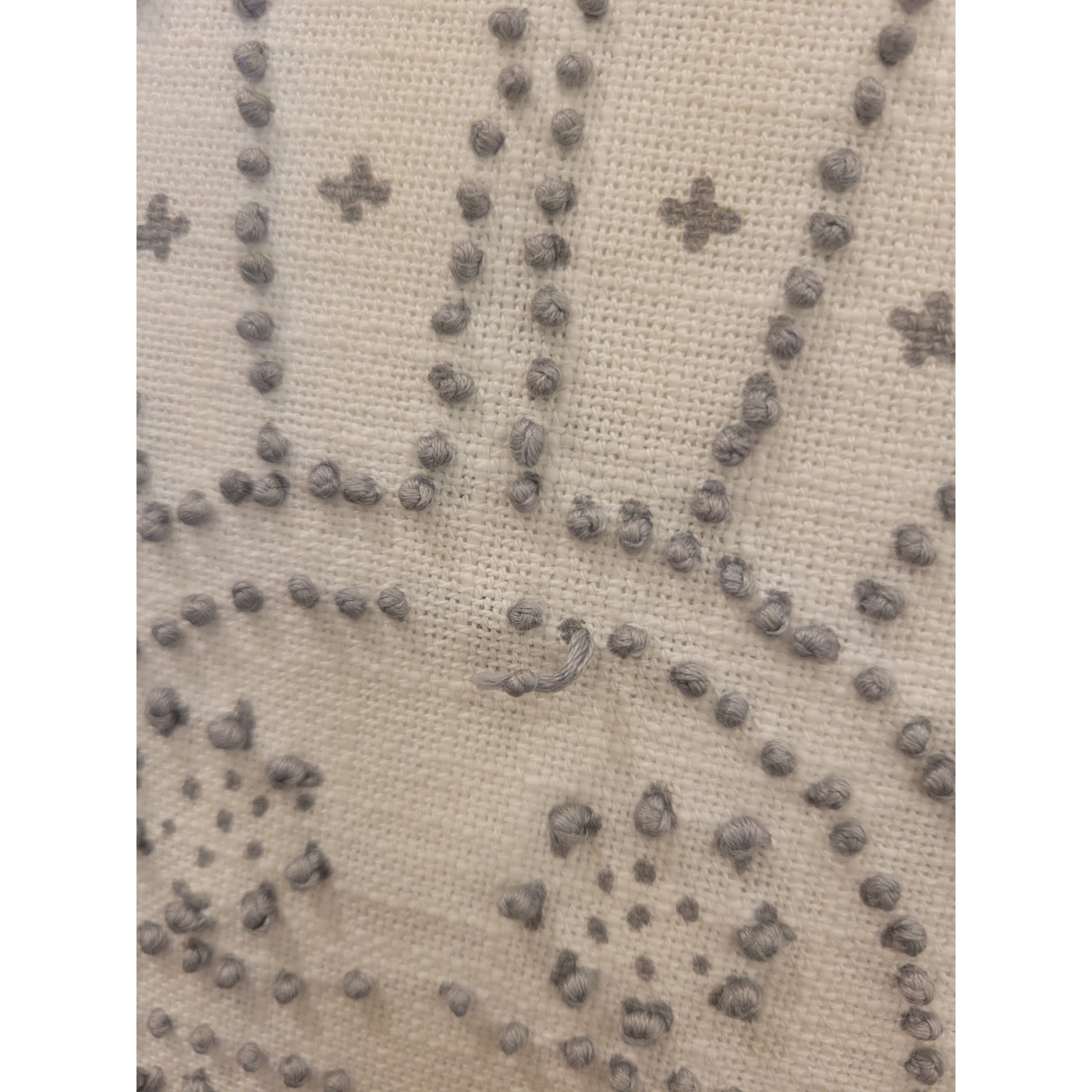 PAIR of Gray & White Embroidered Pillows by S&L - AS IS