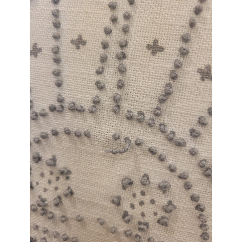 PAIR of Gray & White Embroidered Pillows by S&L - AS IS