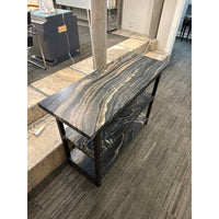 Custom Striated Marble Three-Tiered Console w/ Iron Frame