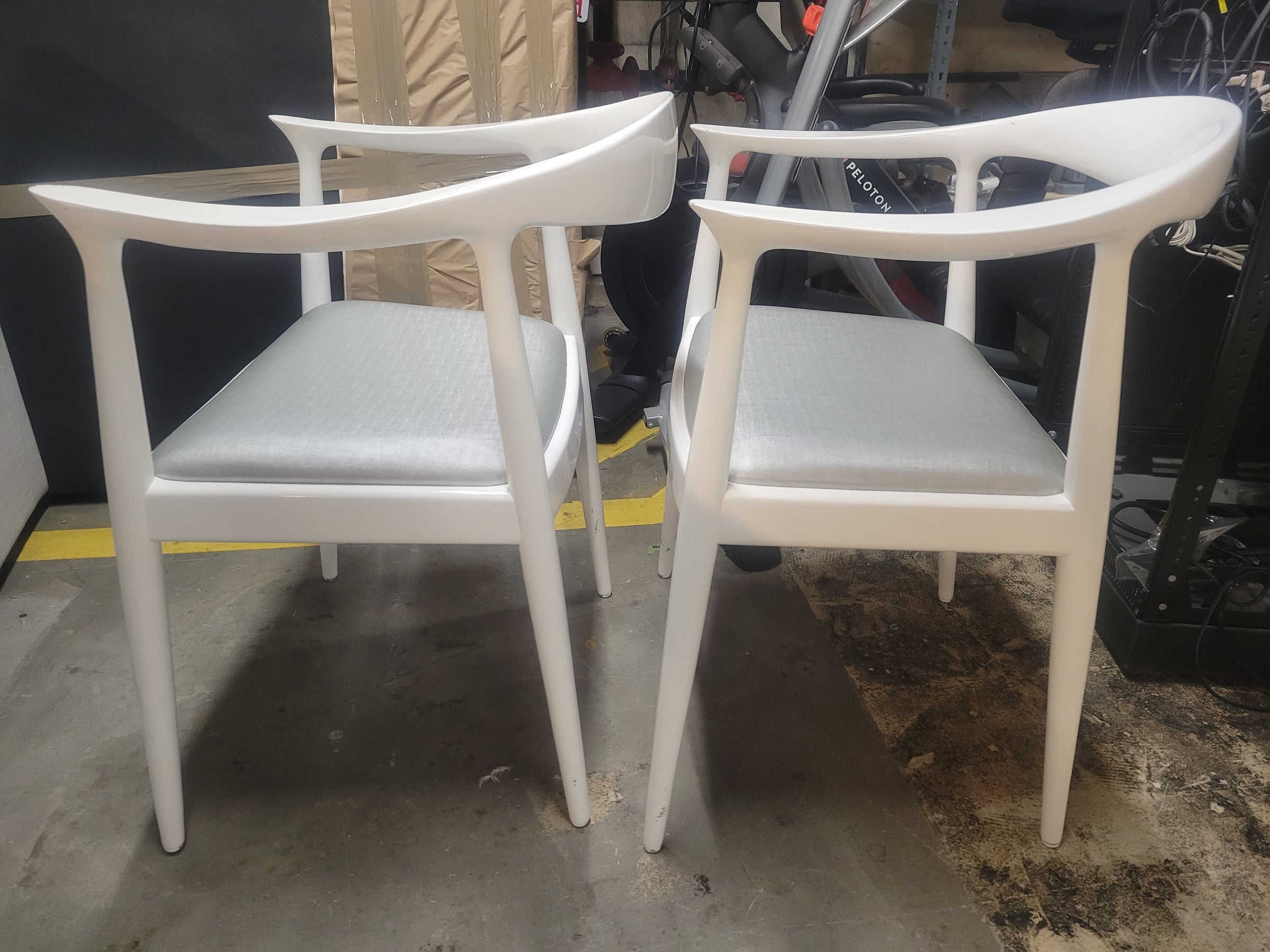 SET of 4 White Lacquered Mahogany Danish Dining Chairs by Villa & House (AS IS)