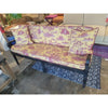 Black Wood Garden Style Bench w/ Toile Cushions & Pillows