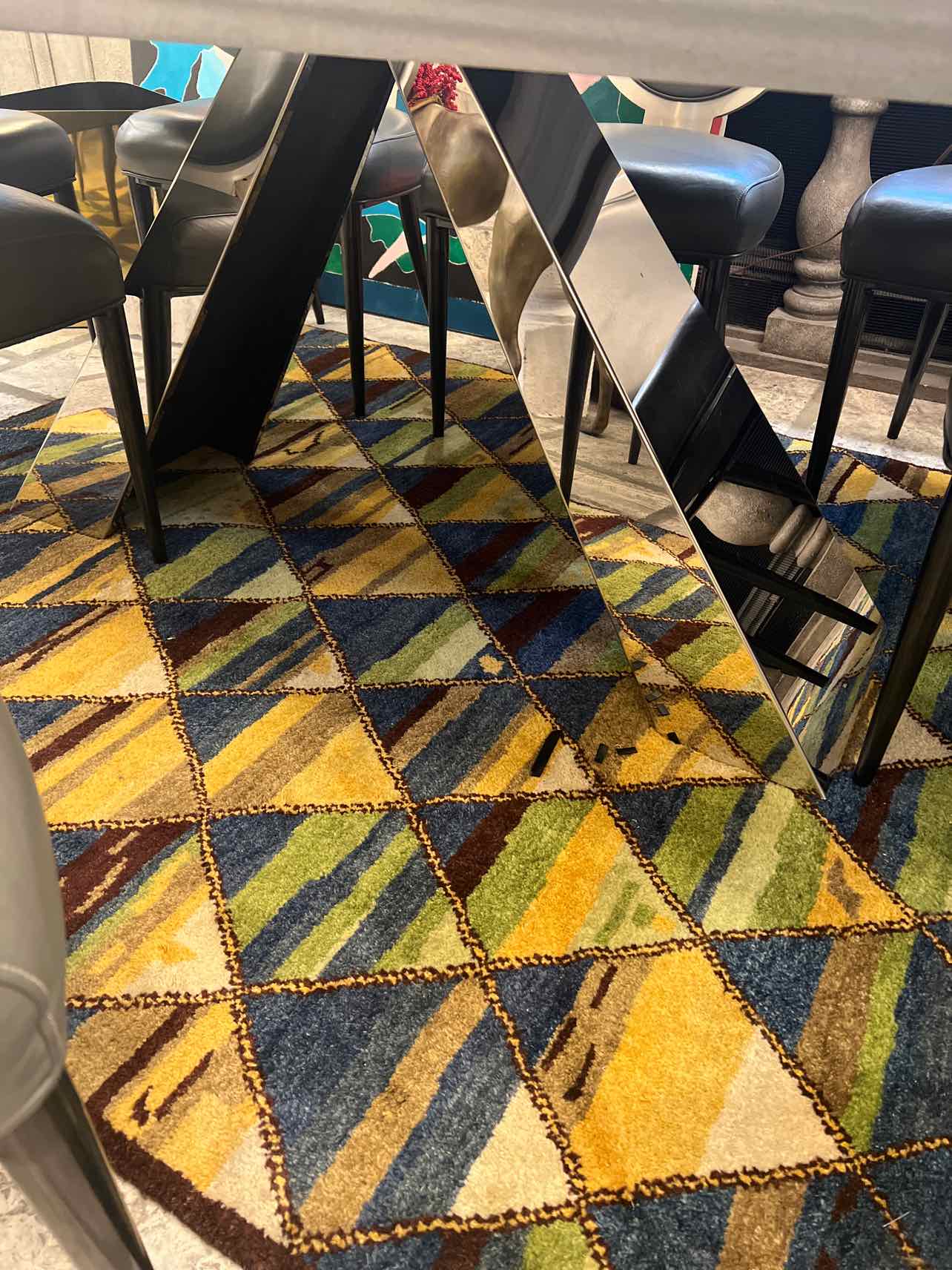 Marble and Metal Base Dining Table from Stone Int'l