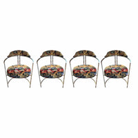 SET of 4 Picasso Style Upholstered Chrome Chairs