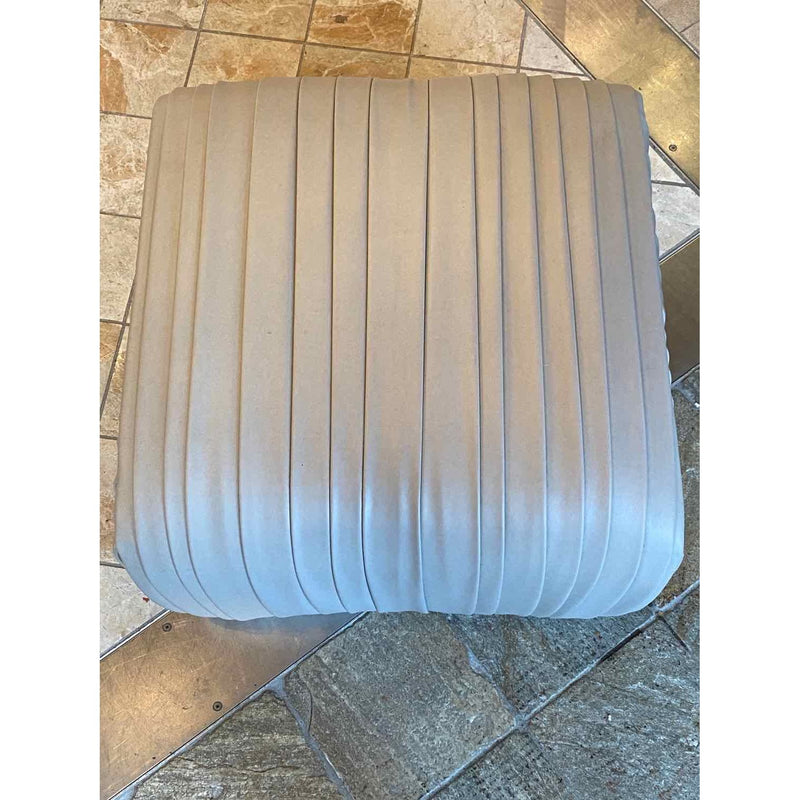 Grey Leather Pleated  Ottoman