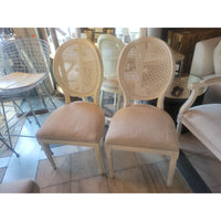 SET of 8 White Cane Back French Dining Chairs by RH (AS IS)