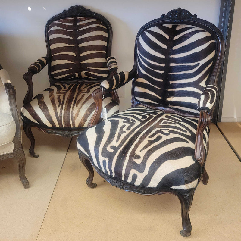 Pair of Zebra Upholstered Armchairs