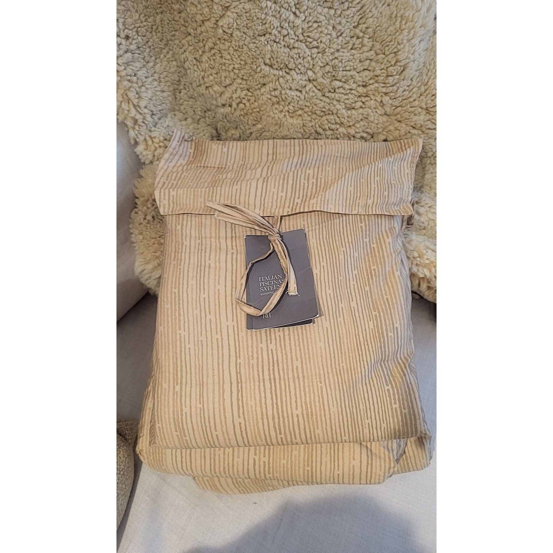 Italian Piscinas Sateen California King Duvet Cover in Camel by RH