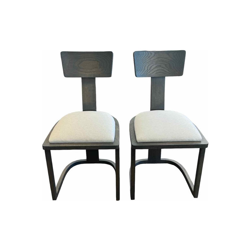 Set of 8 Custom NK Collection T Side Dining Chairs with/ Linen Seat 18"Wx18"Dx35