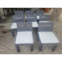SET of 8 Brushed Aluminum Marbella Dining Chairs w/ Seats by RH (AS IS)