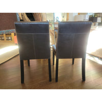 SET of 8 Brown Leather Dining Chairs - colletteconsignment.com