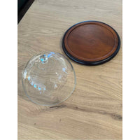 Round Cheese Board w/Glass Dome, 9"Dx6"H