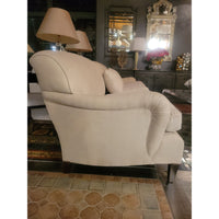 9-ft Standard Arm Upholstered Sofa w/ Dark Wood Nailhead Legs by George Smith