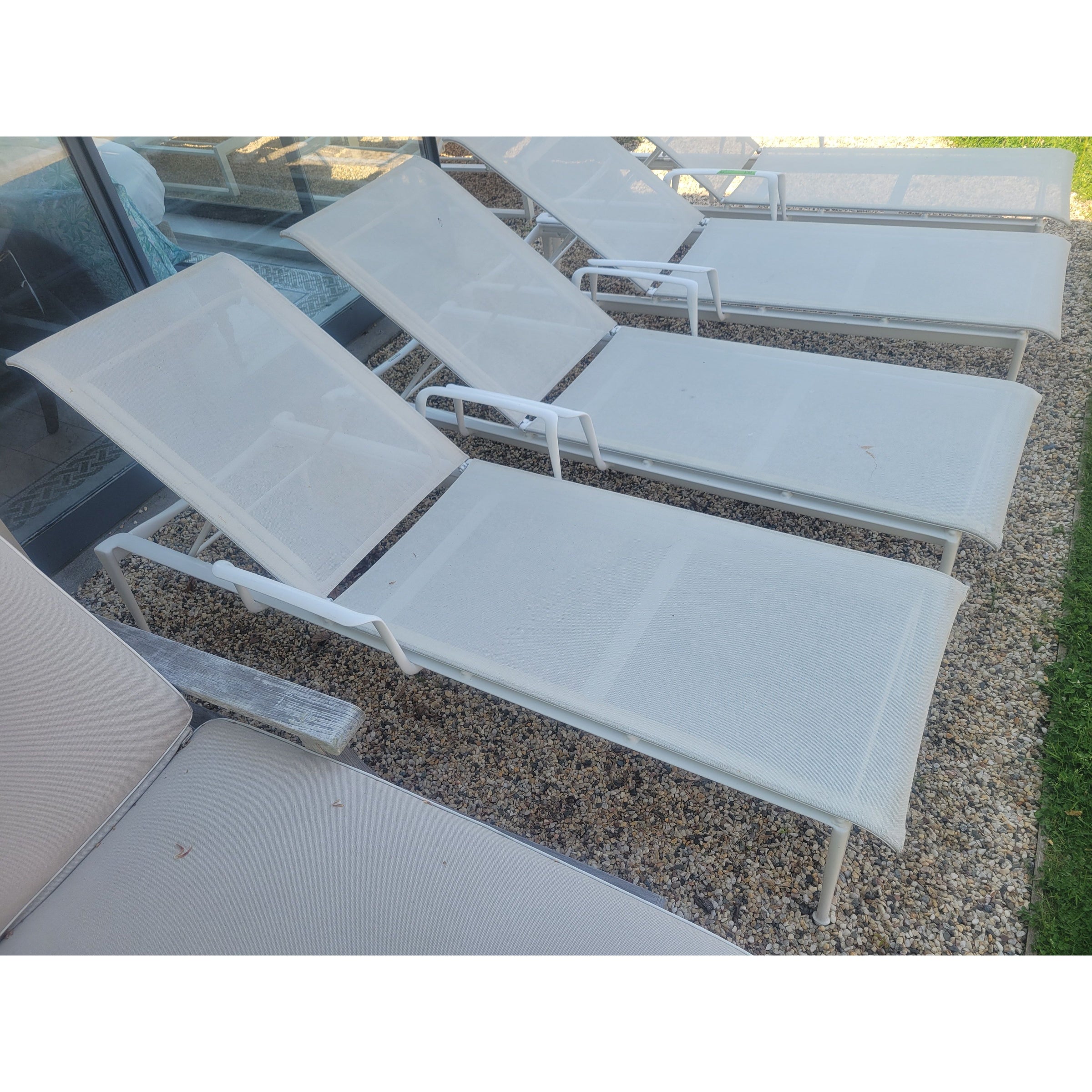 PAIR of Flight Sling Adjustable Aluminum Chaise Lounges by Brown Jordan (AS IS)