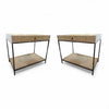 PAIR of Sawn Wood & Textured Steel 1-Drawer Side Tables by David Iatesta