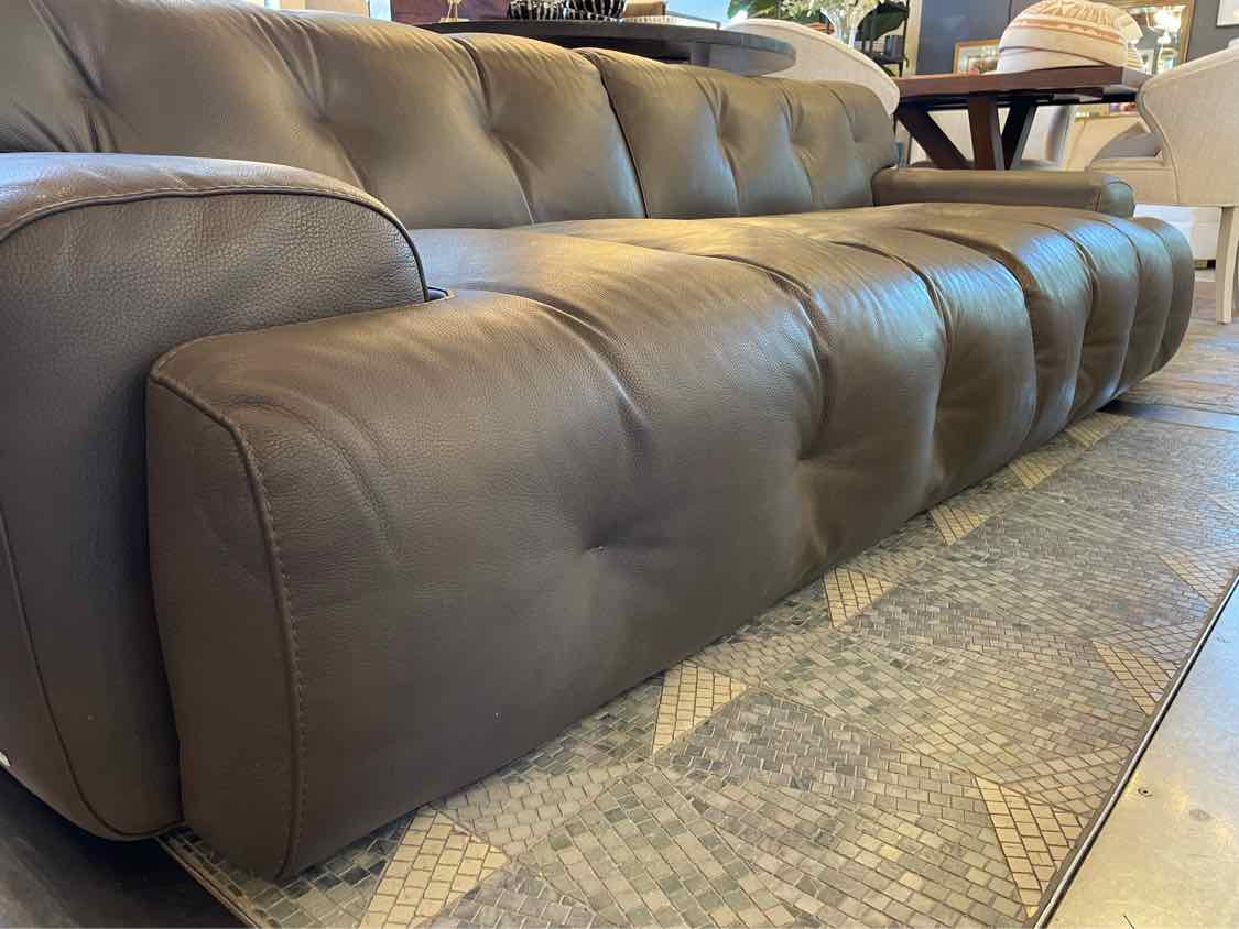 Blogger 3-Seat Tufted Brown Leather Sofa by Tapinassi & Manzoni for Roche Bobois
