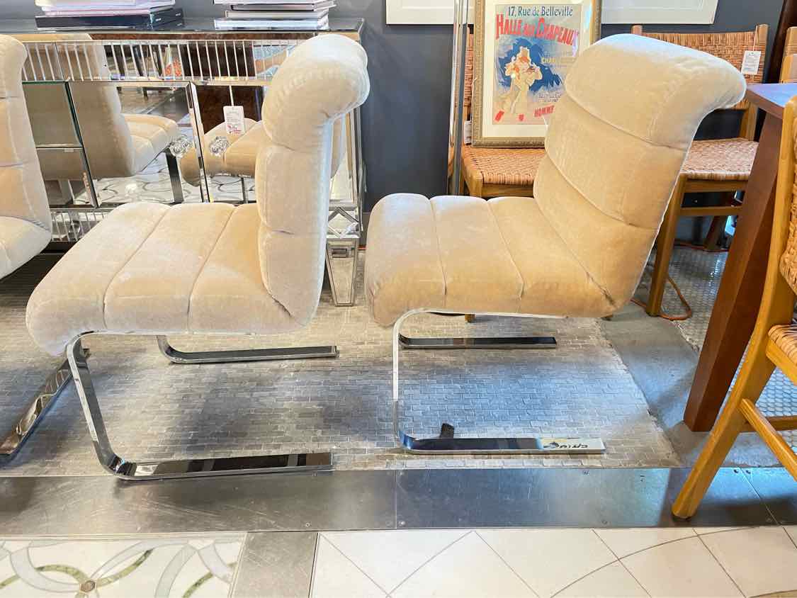 SET of 8 Wool Mohair Cantilever Dining Chairs by Pace (AS IS)