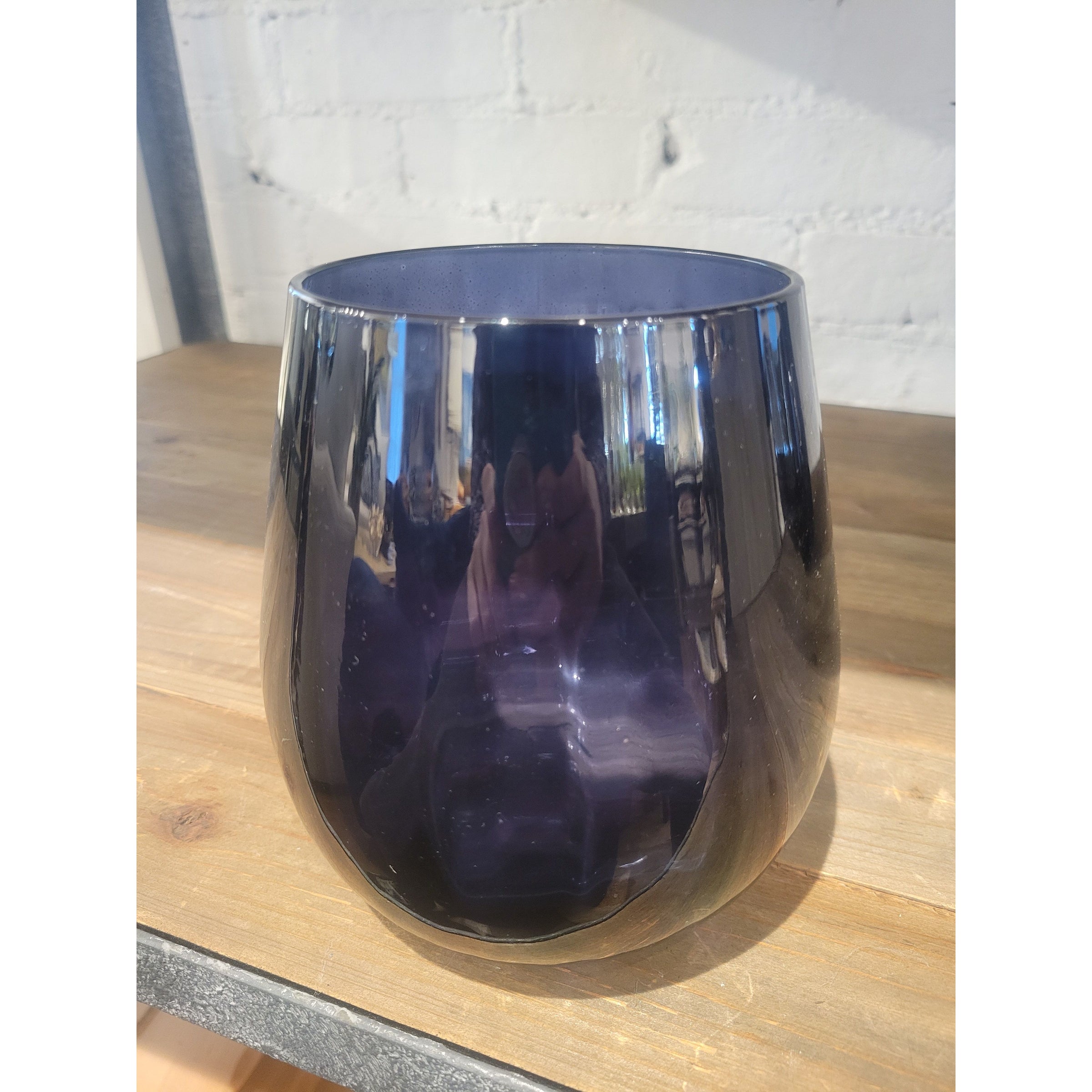 Short Indigo Glass Vase