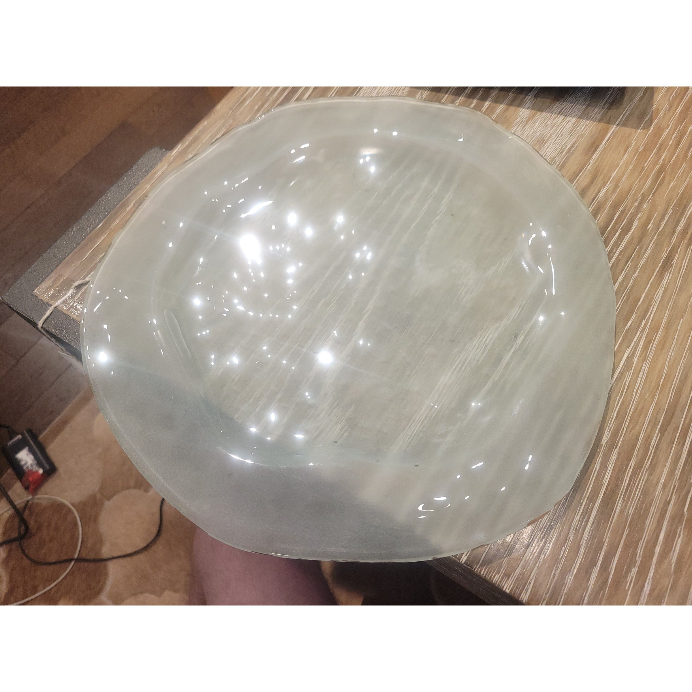 Frosted Satin Glass Charger w/ Gold Leaf Trim by Annieglass (AS IS)