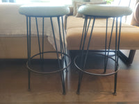 SET of 6 MCM Mint Green Ostrich Leather & Iron Hairpin Counter Stools