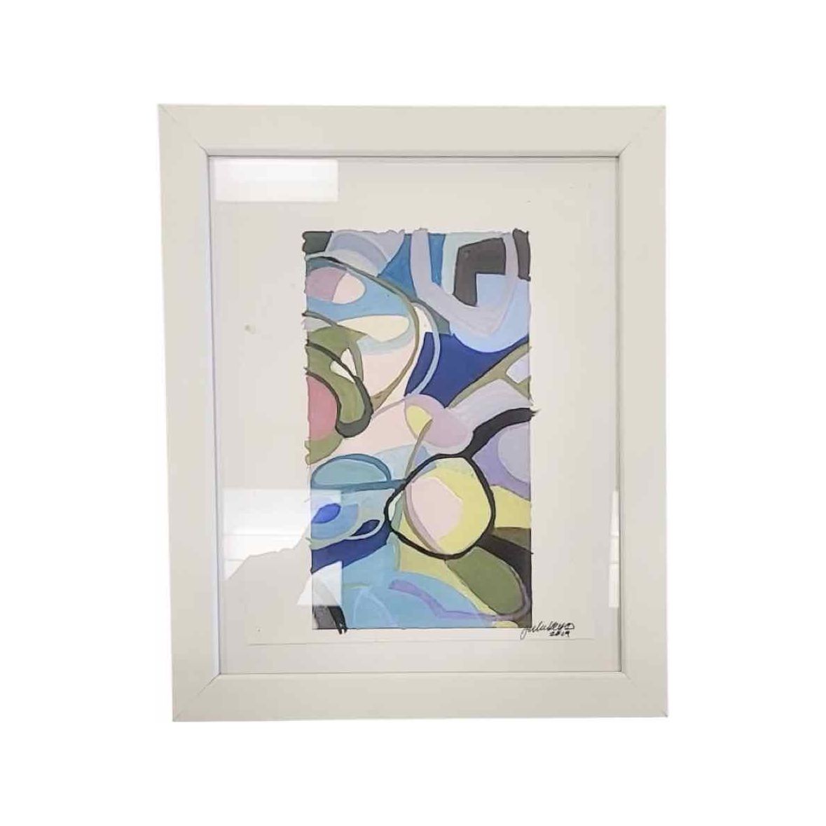 Abstract Painting by Julie Keyes in White Frame