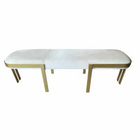 Bogeta Brushed Brass Bench in White Faux Cowhide