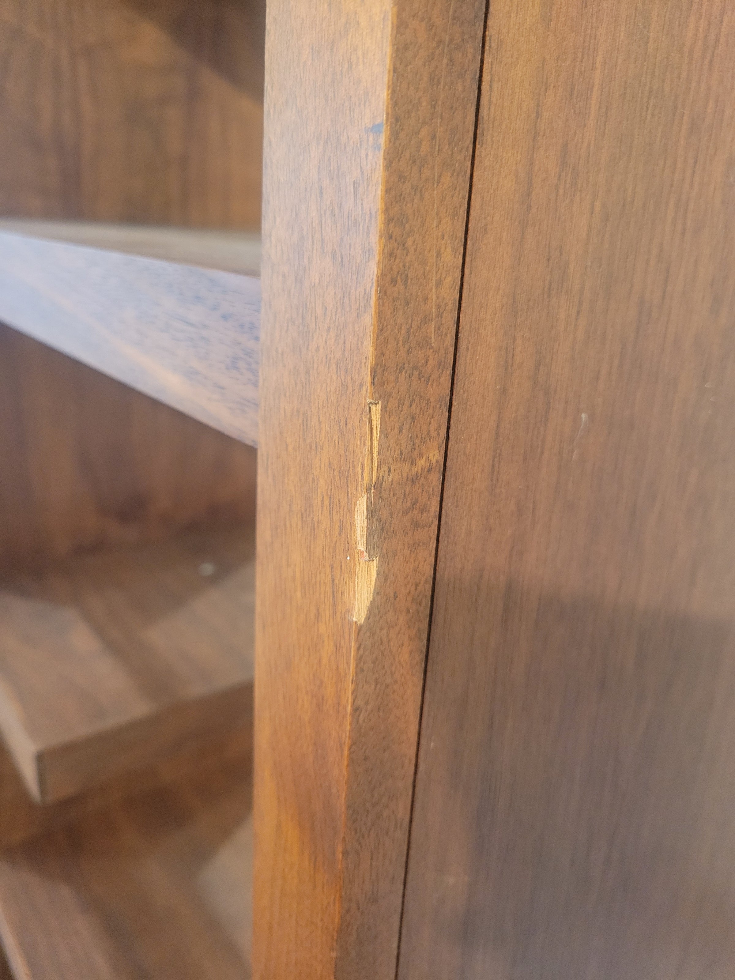 Alternating Shelves Walnut Bookcase - AS IS