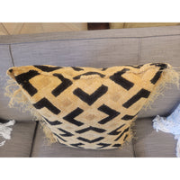Tan & Black Natural Fiber Pillow w/ Trim on 3 Sides - colletteconsignment.com