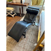 Black Leather & Chrome Cassina LC4 Chaise Lounge w/ Base