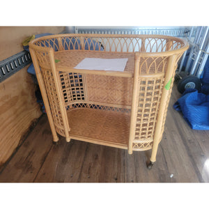 Rattan Bar Cart on Casters by Iris Apfel
